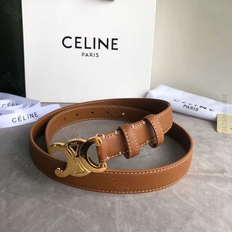 CELINE思琳女士新款logo饰有古董银色金色金属扣2.5cm女款腰带