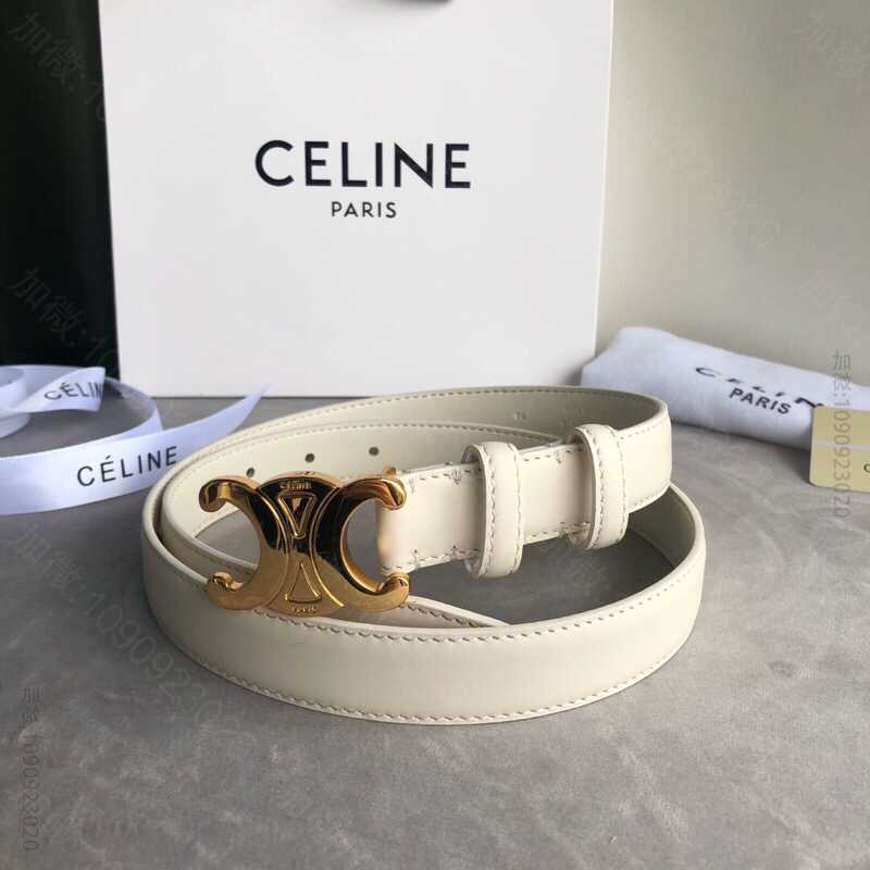 CELINE思琳女士新款logo饰有古董银色金色金属扣2.5cm女款腰带