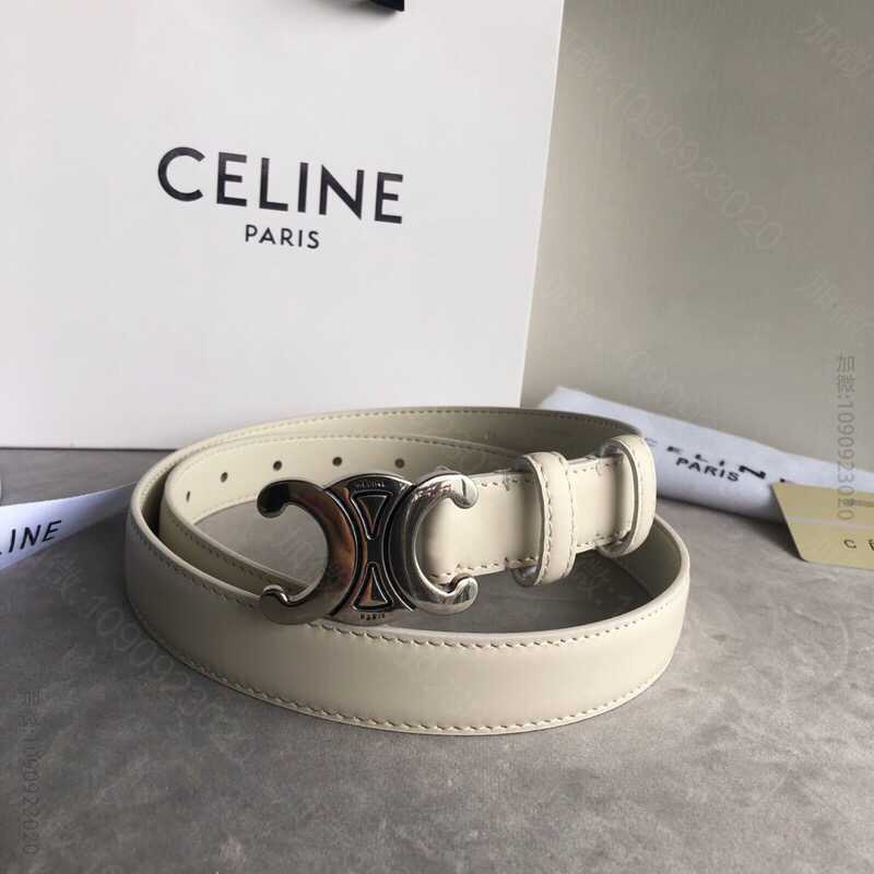 CELINE思琳女士新款logo饰有古董银色金色金属扣2.5cm女款腰带