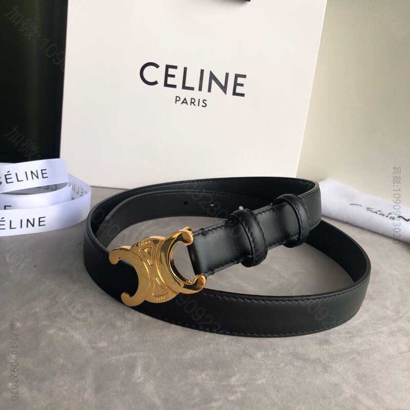 CELINE思琳女士新款logo饰有古董银色金色金属扣2.5cm女款腰带