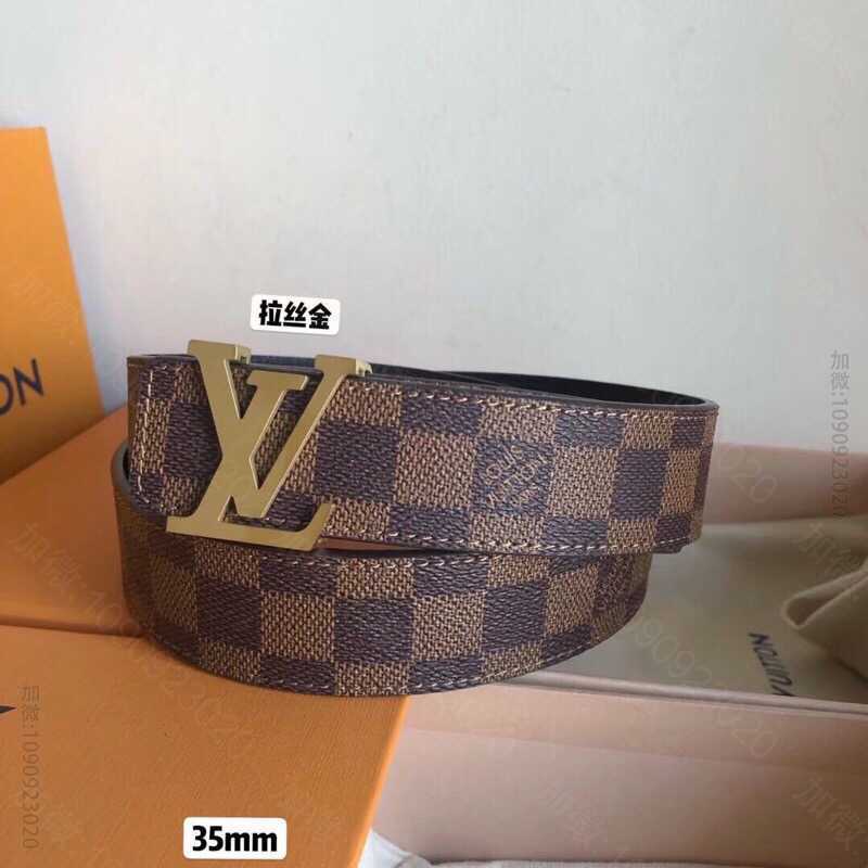 LV路易威登 标志性的精钢字母带扣35mm经典老花/格子腰带