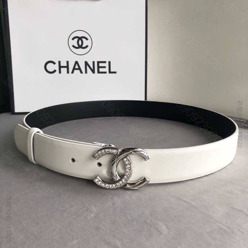 Chanel香奈儿 双C钻饰扣搭配头层牛皮腰带