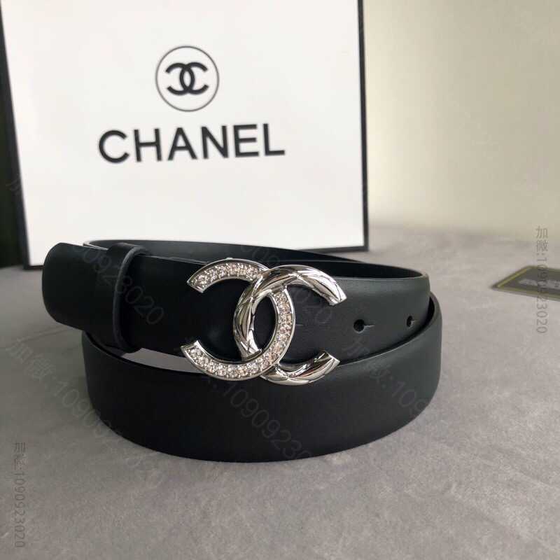 Chanel香奈儿 双C钻饰扣搭配头层牛皮腰带