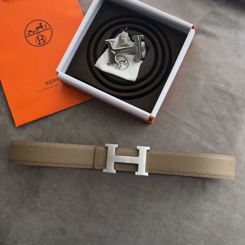 Hermes爱马仕 精钢316H金属扣(底部镜面亮光)搭配手掌纹原版皮男款3.8cm腰带