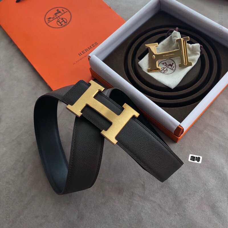 Hermes爱马仕 精钢316H金属扣(底部镜面亮光)搭配手掌纹原版皮男款3.8cm腰带