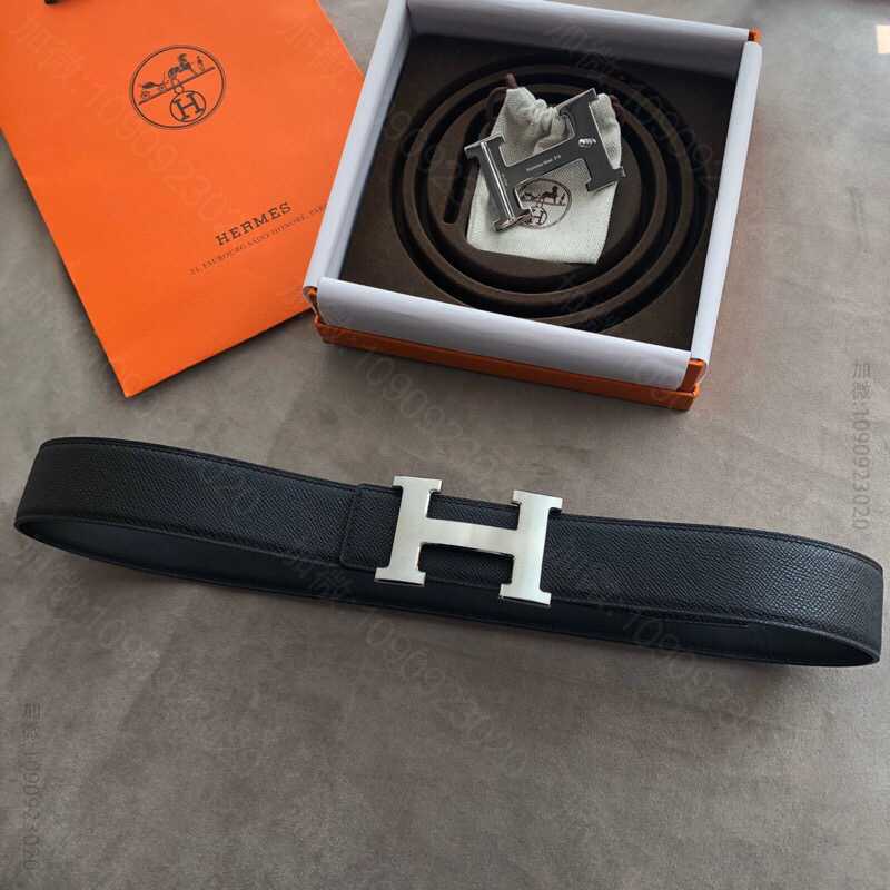 Hermes爱马仕 精钢316H金属扣(底部镜面亮光)搭配手掌纹原版皮男款3...