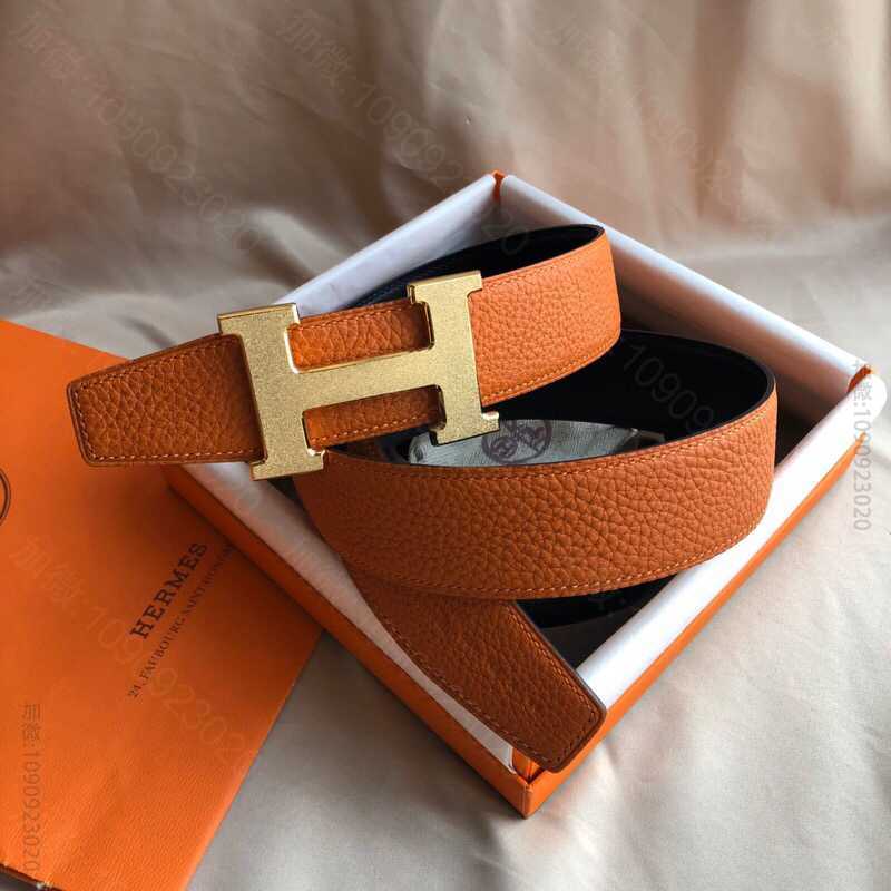 Hermes爱马仕 专柜最新底皮男士双面皮腰带38mm