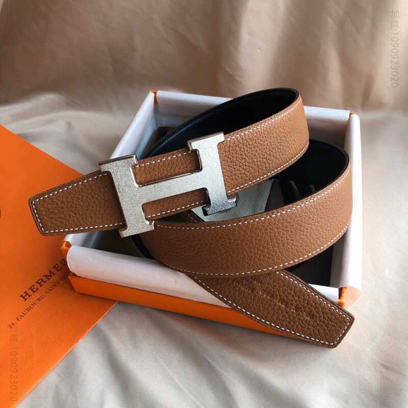 Hermes爱马仕 专柜最新底皮男士双面皮腰带38mm