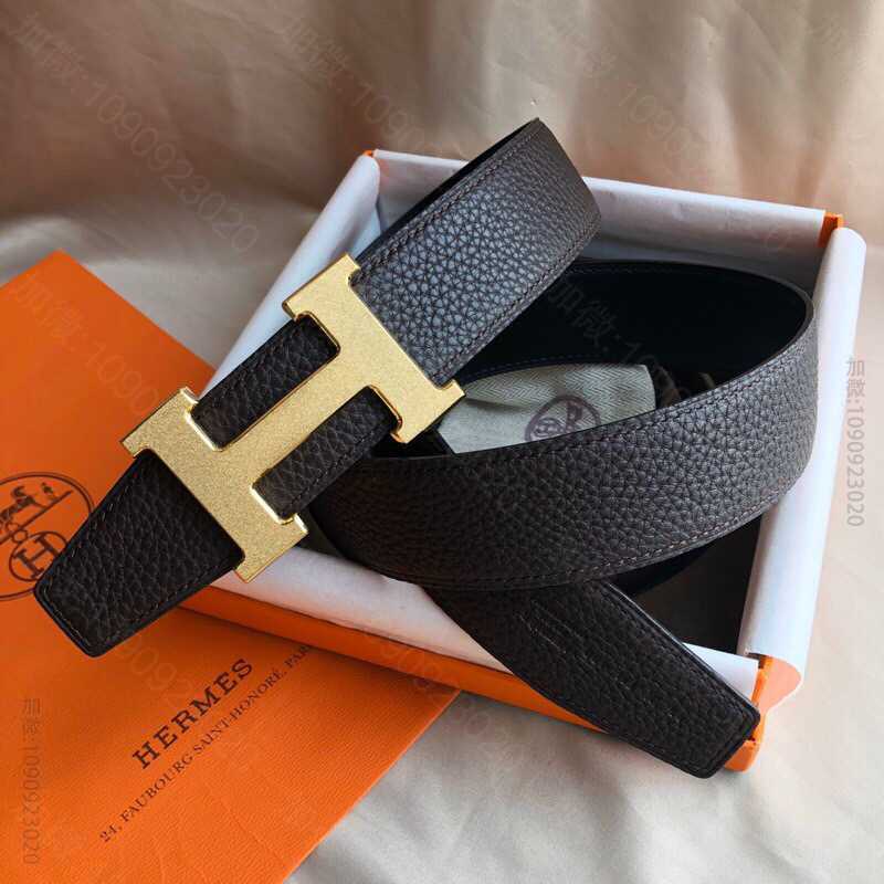 Hermes爱马仕 专柜最新底皮男士双面皮腰带38mm