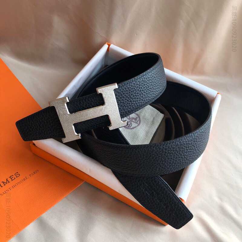 Hermes爱马仕 专柜最新底皮男士双面皮腰带38mm