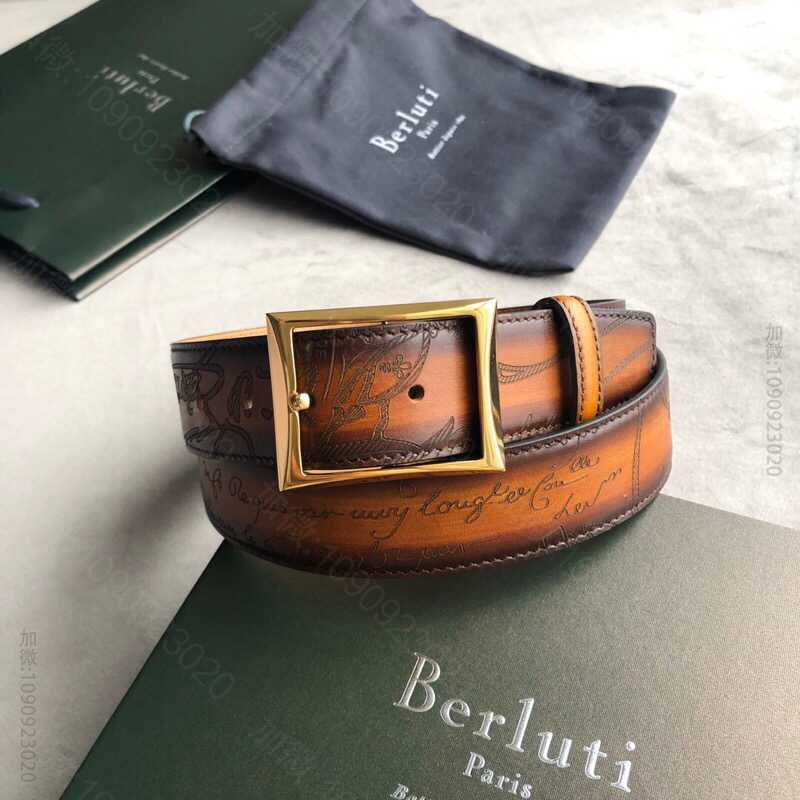 Berluti伯鲁提(又译:伯尔鲁帝)精钢针式金属扣35mm男士腰带