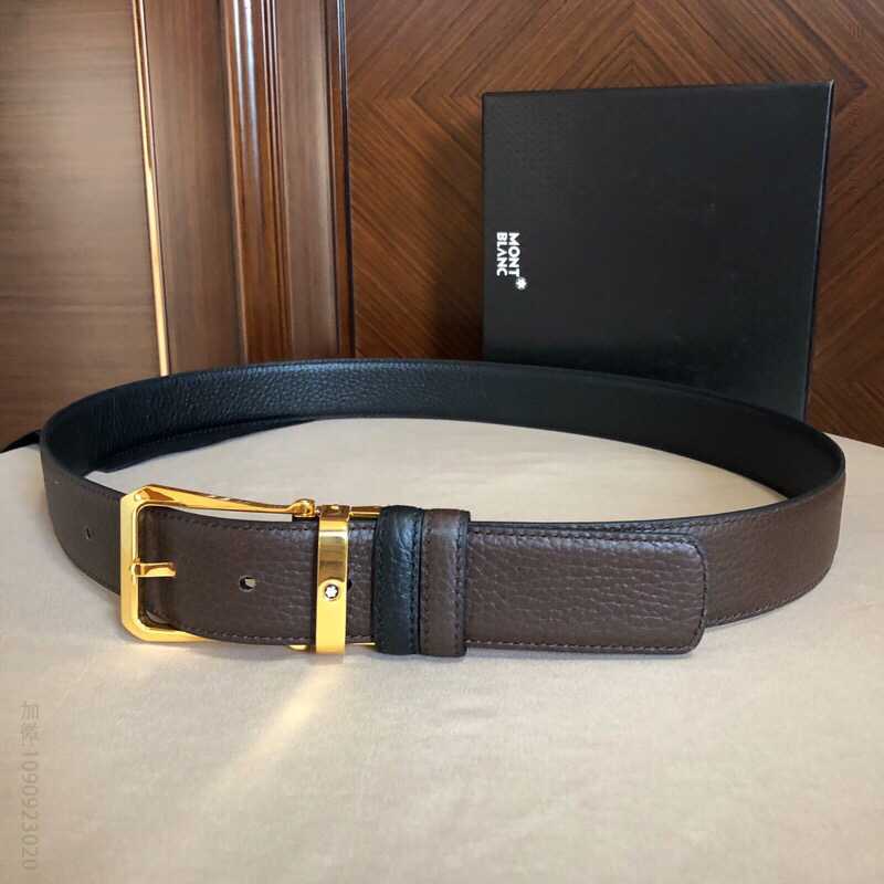Montblanc万宝龙(德国)精致针式金属扣男士腰带宽度:3.5cm