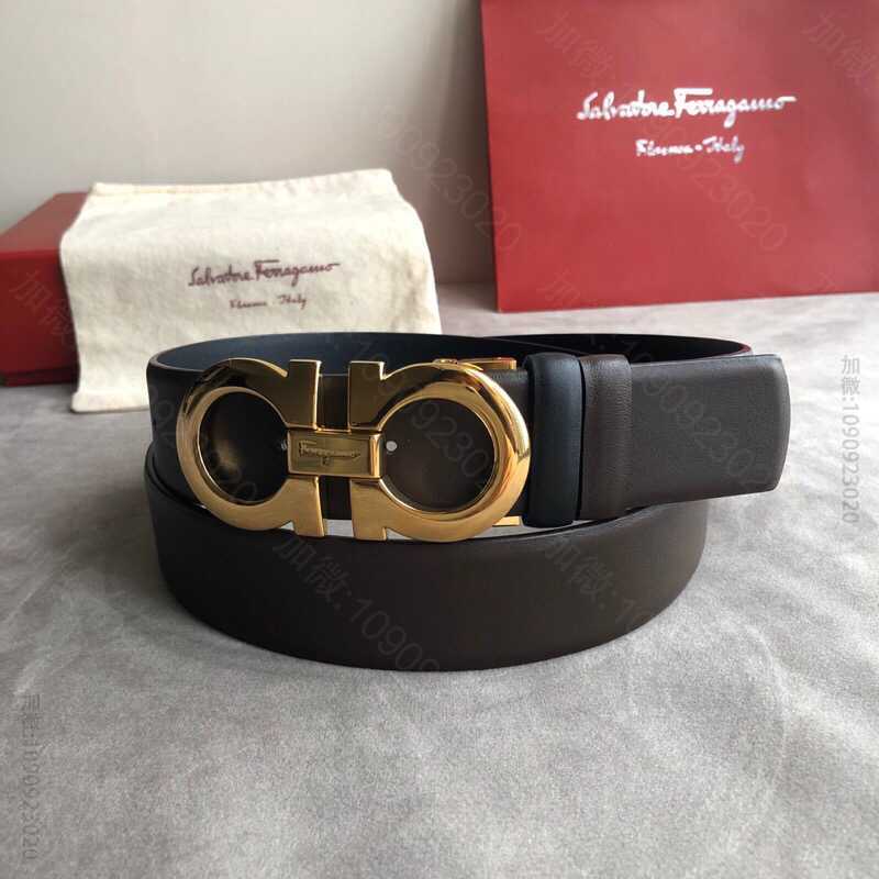 SalvatoreFerragamo菲拉格慕经典双圈金属夹扣男士3.5cm头...