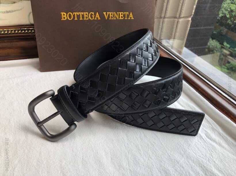 BOTTEGAVENETA葆碟家精仿鳄鱼皮编织工艺结合复古针式扣头男士腰带宽...