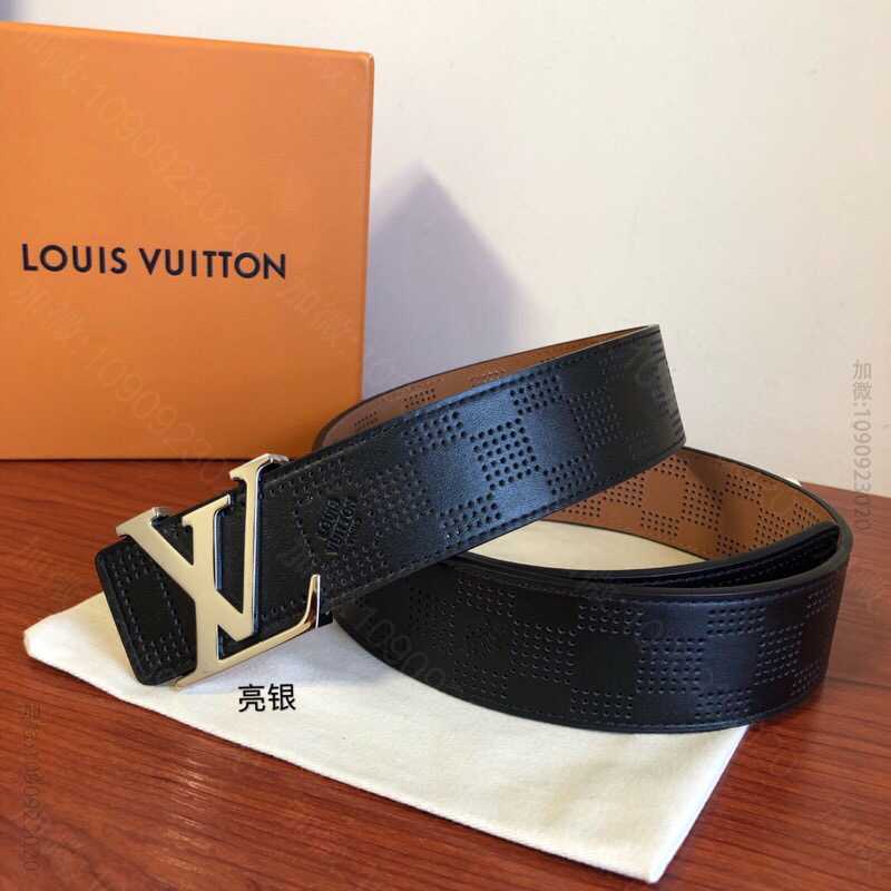 LOUIS VUITTON路易威登 1853头层牛皮方格冲孔工艺腰带4.0c...