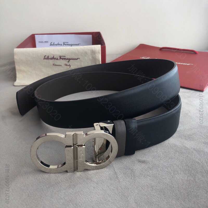 SalvatoreFerragamo菲拉格慕男士3.5cm经典双圈金属夹扣腰...