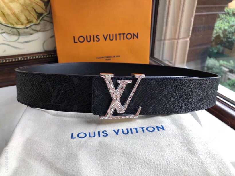 Louis Vuitton路易威登 古银字母扣棋盘格/老花男士3.8cm腰带