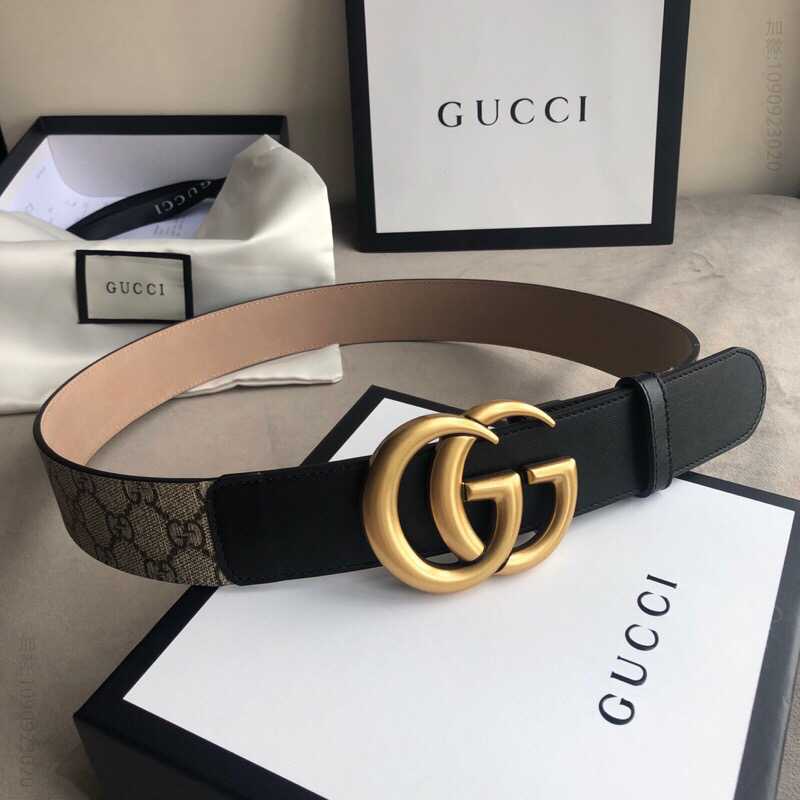 GUCCI古驰2023早秋系列标志性乌木色4.0cm男款腰带