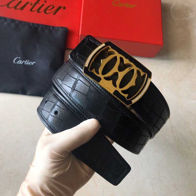 Cartier卡地亚精钢双C树脂镶嵌钻扣3.8cm腰带
