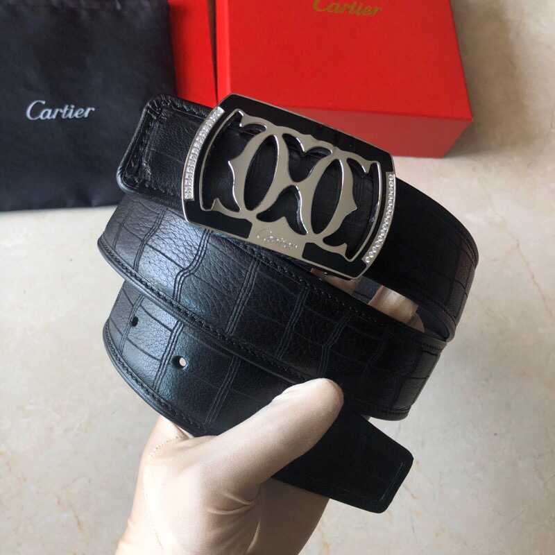Cartier卡地亚精钢双C树脂镶嵌钻扣3.8cm腰带