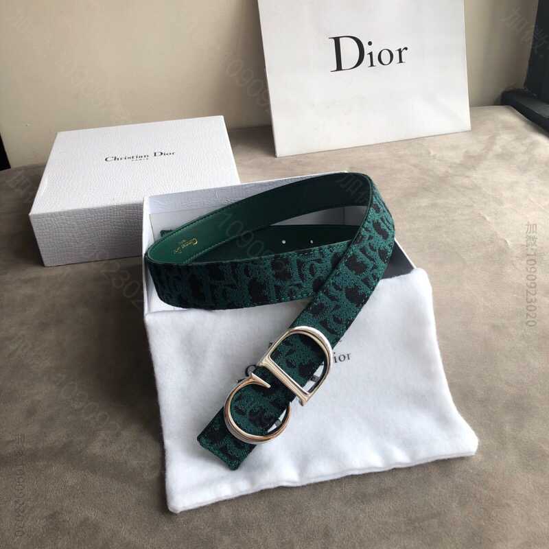 DIOR 迪奥 女款3.0cmOBLIQUE图案提花材质反面CD雕刻腰带