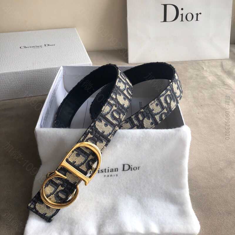 DIOR 迪奥 女款3.0cmOBLIQUE图案提花材质反面CD雕刻腰带