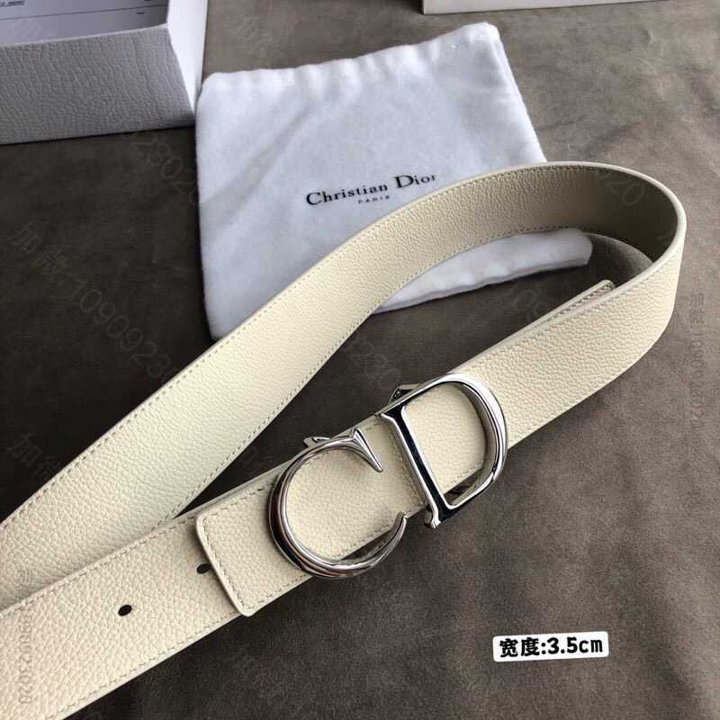 Dior迪奥 35毫米黑色与米色DIOR OBLIQUE印花与黑色牛皮荔枝双面腰带