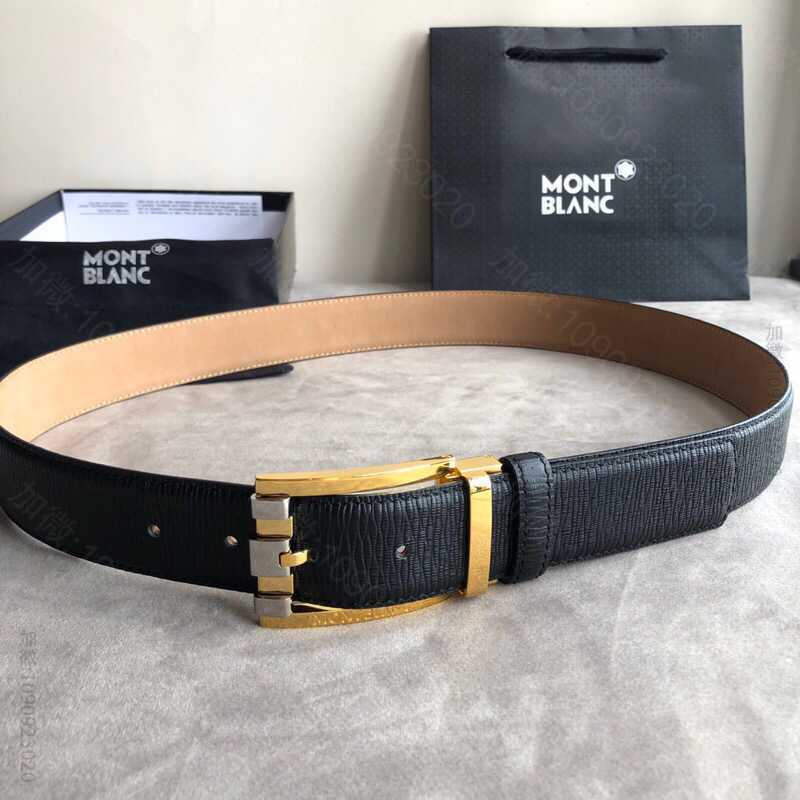 原版万宝龙男士腰带 Montblanc万宝龙精致间色针式金属扣头层牛皮(德国)男士腰带 原版万宝龙腰带货源 
