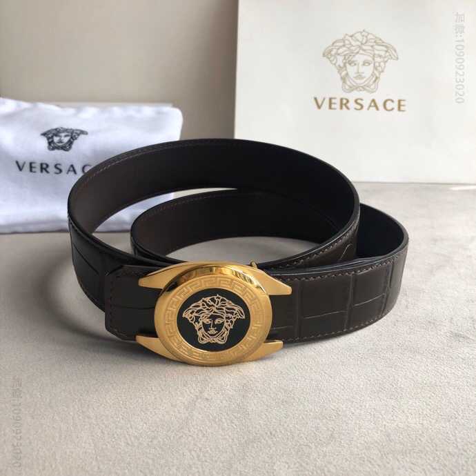 精仿范思哲腰带商城 VERSACE范思哲男士进口头层牛皮压纹精仿鳄鱼皮腰带