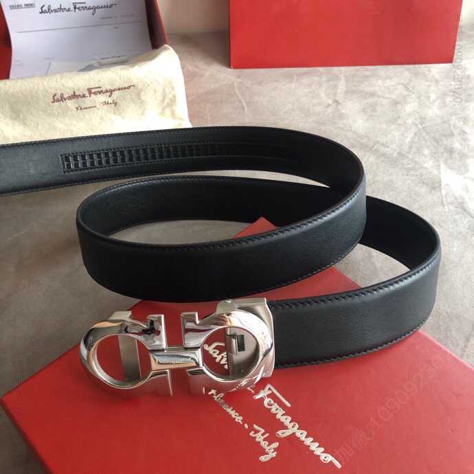 SalvatoreFerragamo菲拉格慕男士3.5cm经典双圈自动扣进口双面头层牛皮腰带