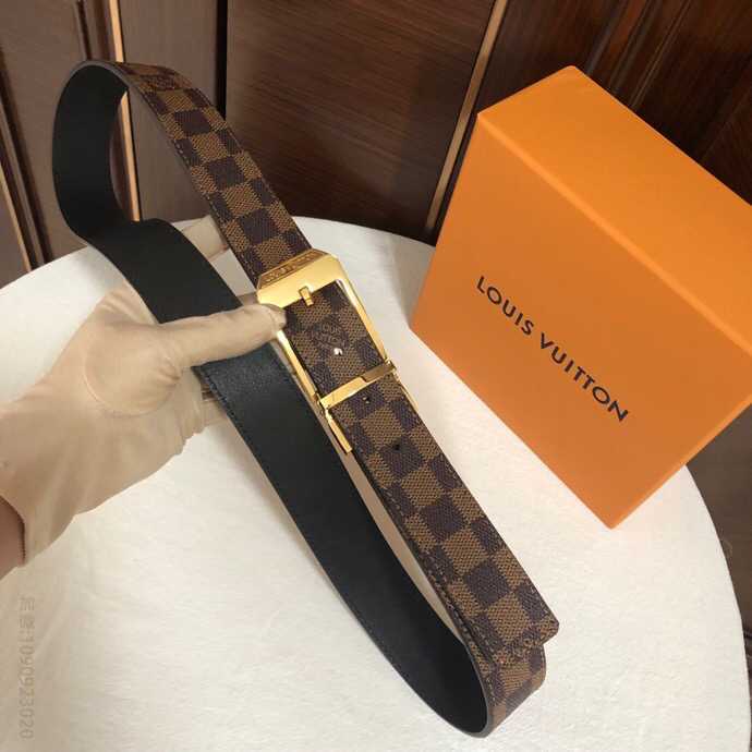 LOUIS VUITTON1853 经典棋盘格/老花头层牛皮3.5cm腰带