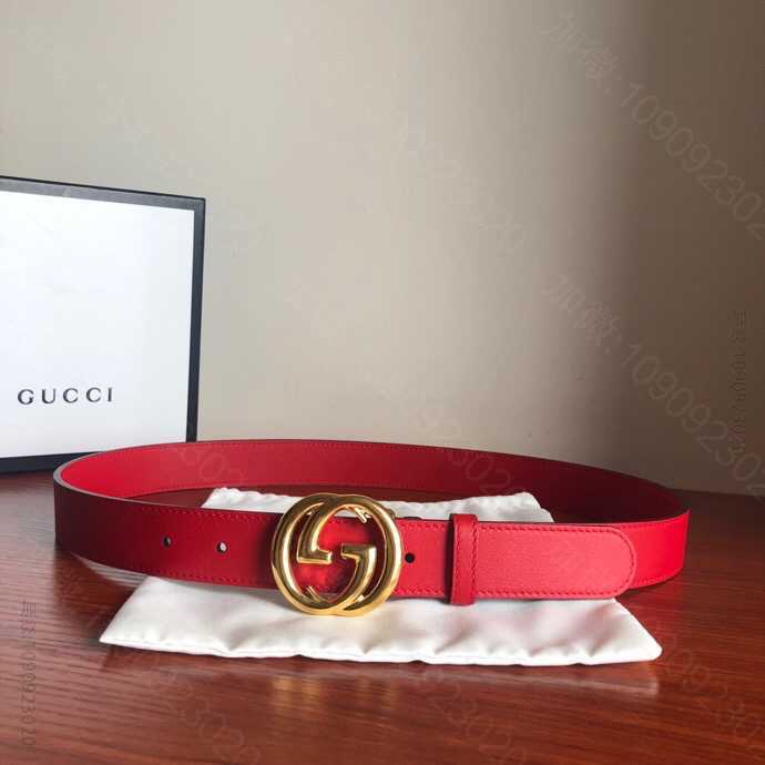 Gucci古驰女款3.0cm宽度互扣式G带扣牛皮腰带