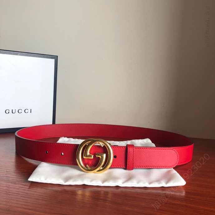 Gucci古驰女款3.0cm宽度互扣式G带扣牛皮腰带