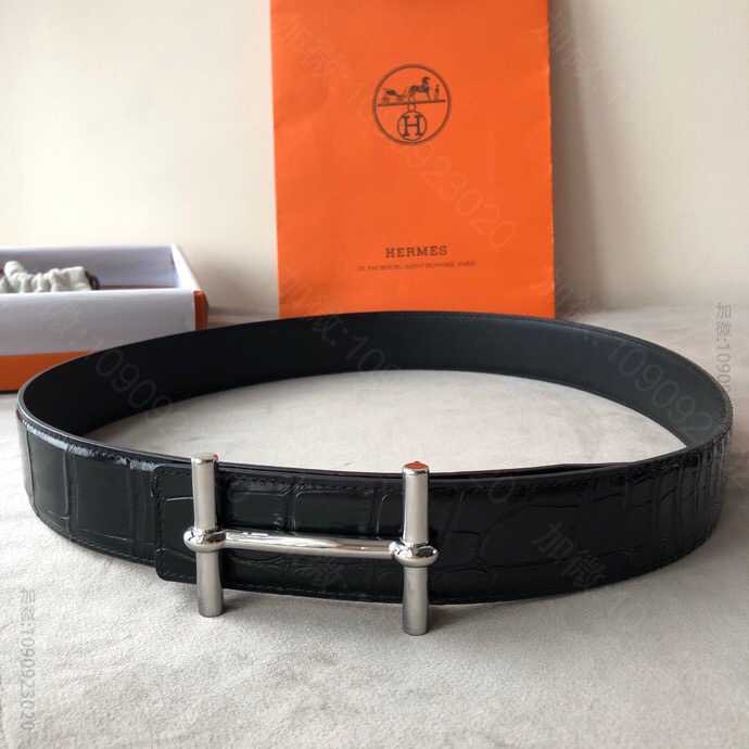 原版爱马仕男款腰带 hermes爱马仕 新款H dAncre 皮带扣&进口牛皮压制鳄鱼纹38mm腰带 爱马仕男款腰带 