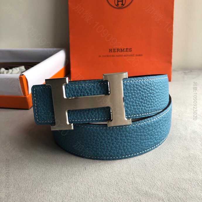 Hermes爱马仕 经典精钢H焊点金属扣搭配原版皮粒面男款3.8cm腰带