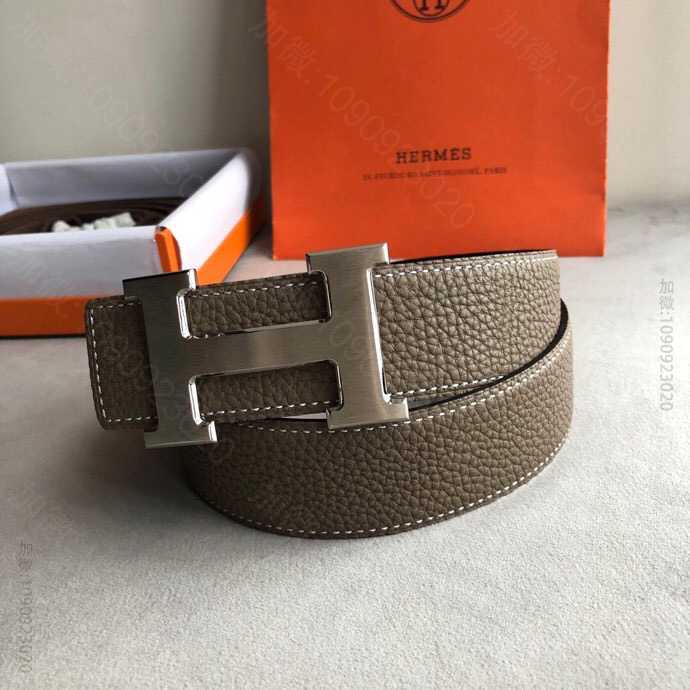 Hermes爱马仕 经典精钢H焊点金属扣搭配原版皮粒面男款3.8cm腰带
