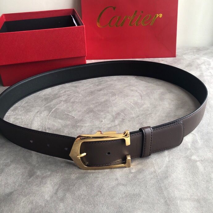 Cartier卡地亚精致针式扣搭配进口头层牛皮3.5cm腰带