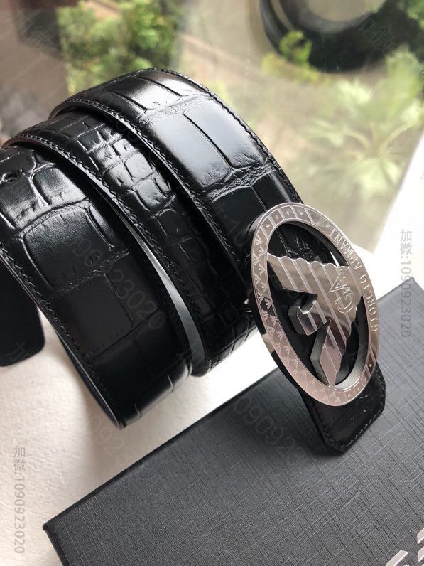 GiorgioArmani阿玛尼(意大利)精钢标志挂扣3.5cm男士腰带