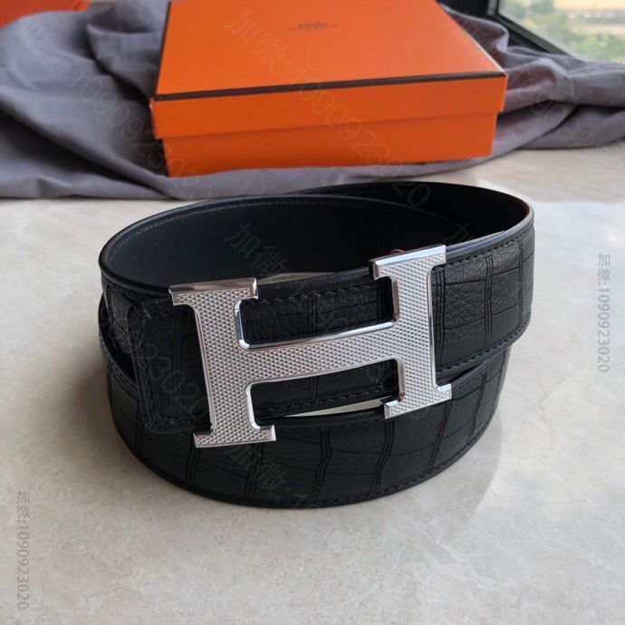 Hermes爱马仕 精品H焊点米格挂扣搭配高档鹿皮男款3.8cm腰带