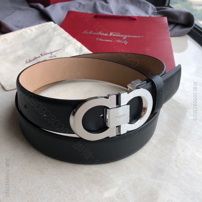 SalvatoreFerragamo菲拉格慕男士3.5cm精钢斜切面金属夹扣...