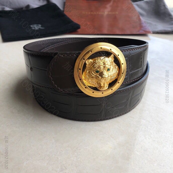高仿史蒂芬男士腰带 高仿史蒂芬腰带价格 史蒂芬专柜款精钢虎头金属扣头层牛皮精仿鳄鱼皮腰带 