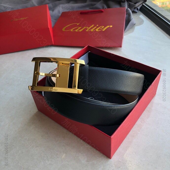 Cartier卡地亚精致针式扣搭配头层牛皮树膏3.5cm男款腰带