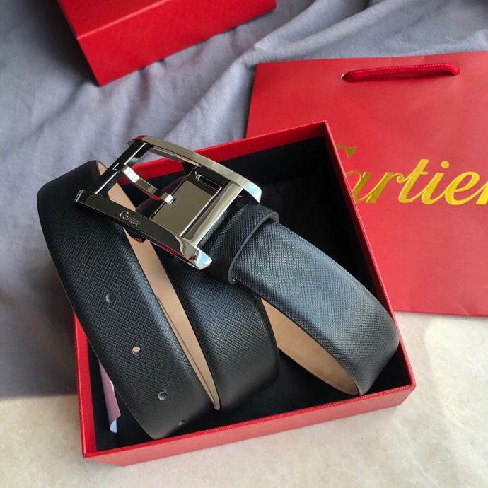 Cartier卡地亚精致针式扣搭配头层牛皮树膏3.5cm男款腰带