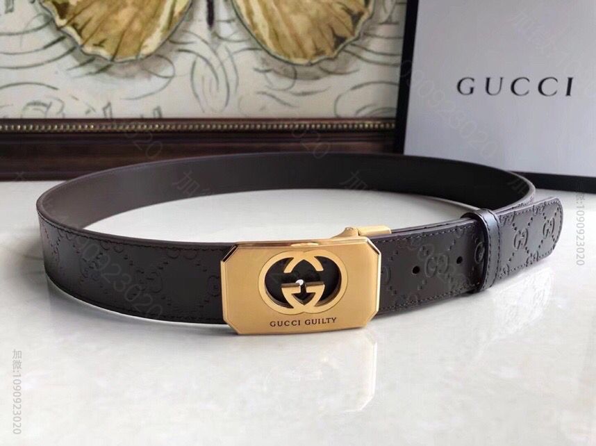 古驰Gucci罪爱燃情香水灵感金属扣腰带头被牛皮压花35MM腰带