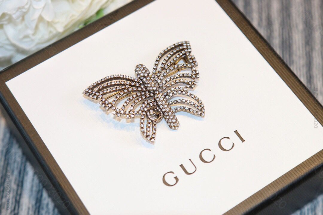 2023新款Gucci古驰满钻蝴蝶发夹发卡