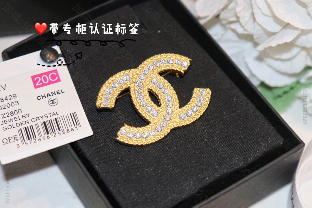 20新款CHANEL香奈儿双c满钻胸针