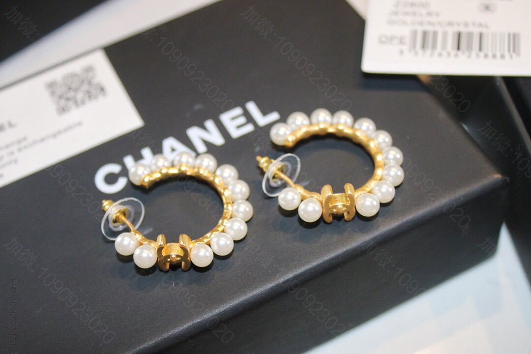 20新款CHANEL香奈儿双c珍珠耳钉耳环