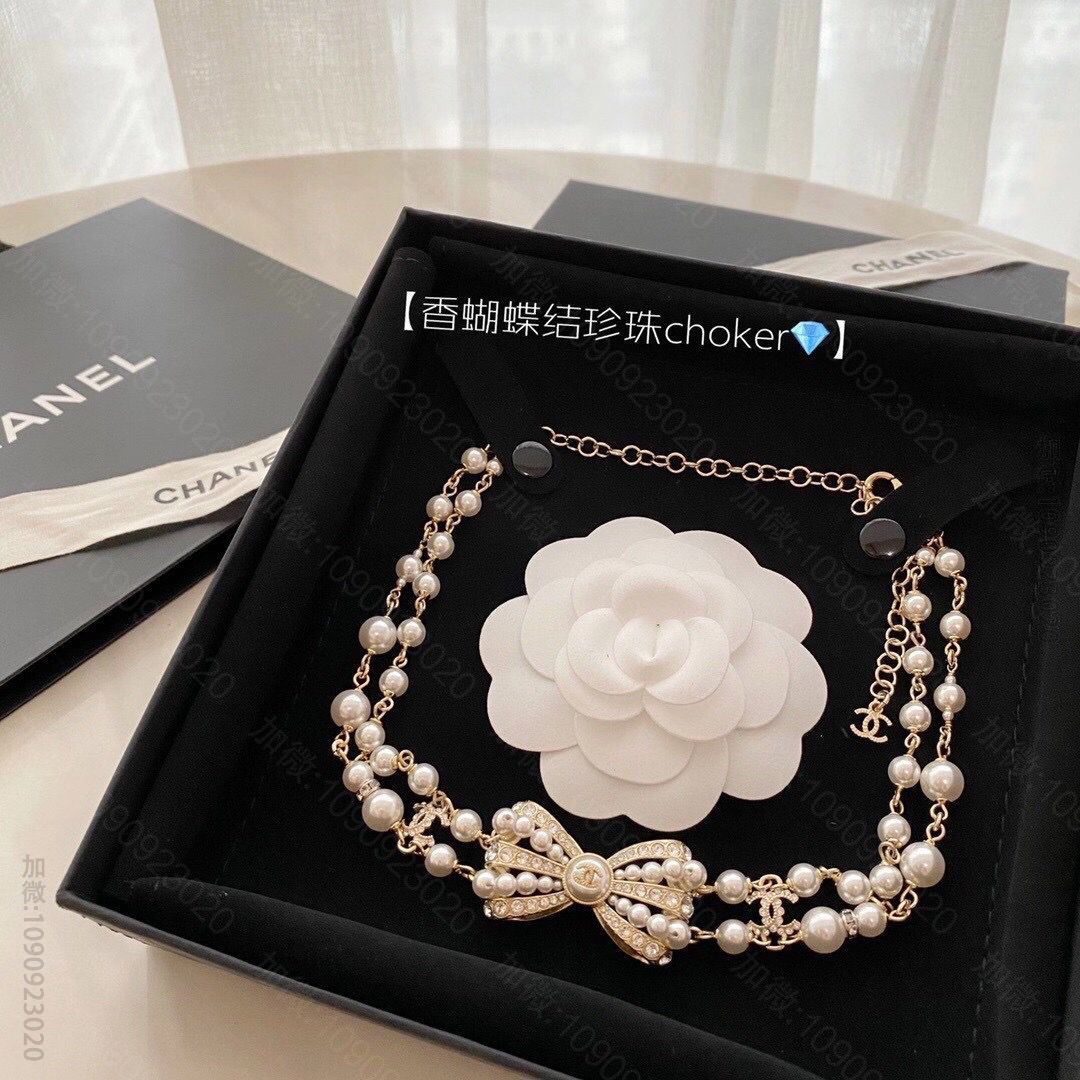 新款 CHANEL香奈儿双层蝴蝶结项链