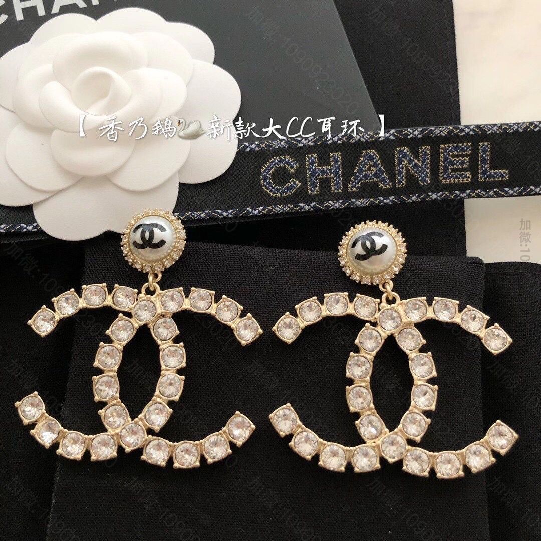 新款 CHANEL香奈儿双c满钻耳环耳钉
