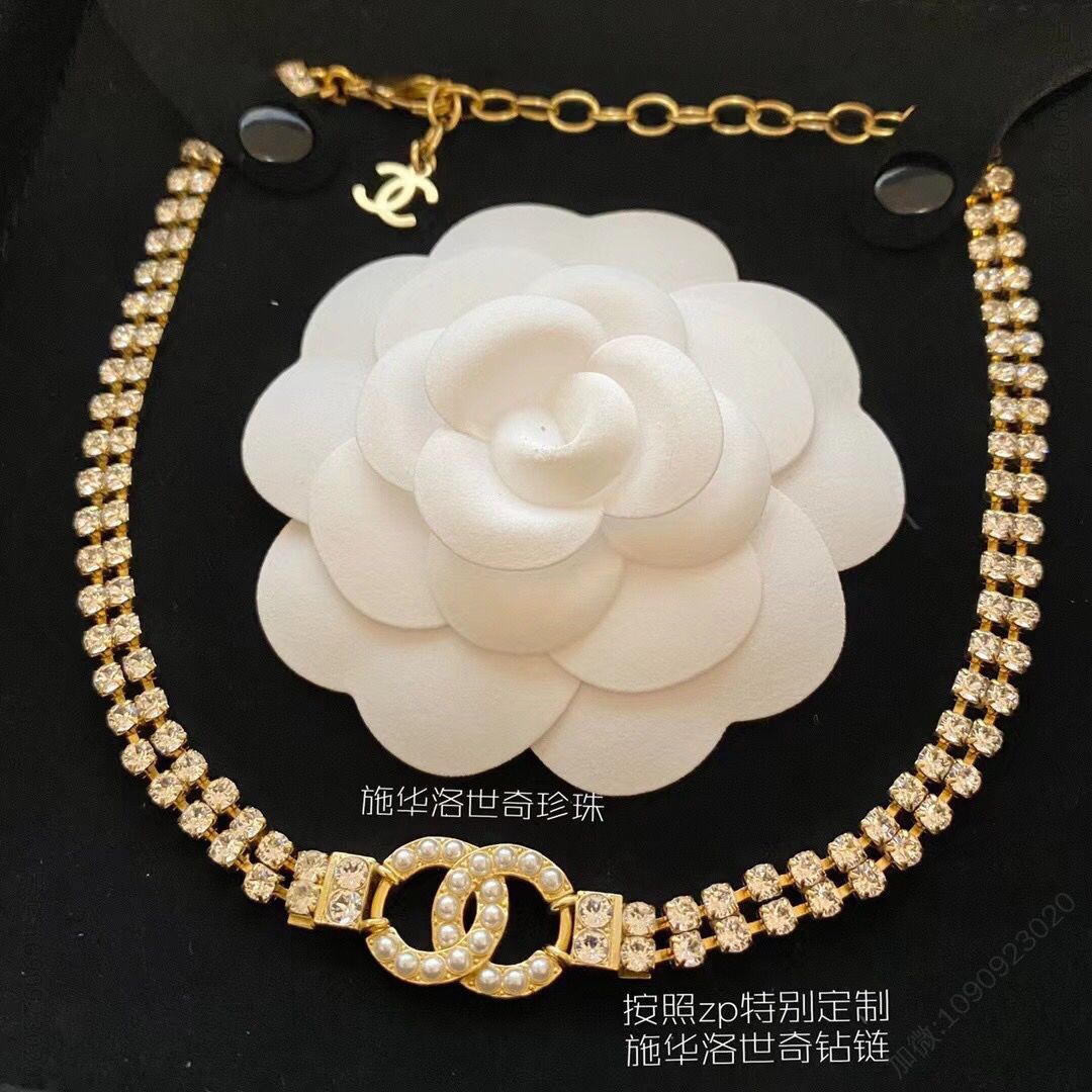 20新款CHANEL香奈儿双c珍珠满钻项链